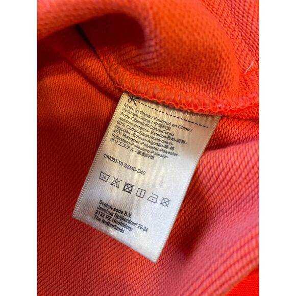 Scotch & Soda Men's Fluorescent Orange Club Nomad Time Off Pull On Hoodie Medium - Picture 11 of 12